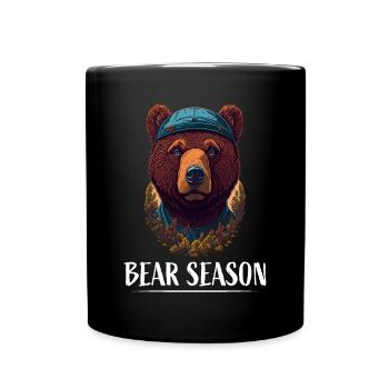 Retro Comic Illustration "Bear Season" - Full Colour Mug - black - Front