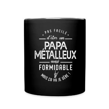 Papa métalleux Métal Music heavy metal - Mug uni - noir - Devant