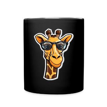 Mignonne girafe avec des lunettes - Mug uni - noir - Devant
