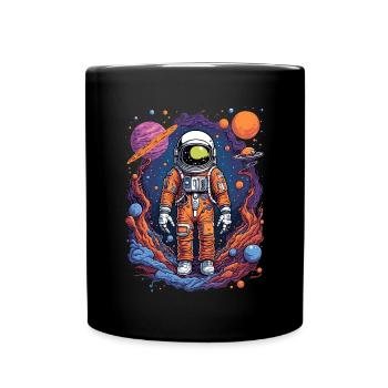 Astronaut lost in space - Splash Art Illustration - Full Colour Mug - black - Front