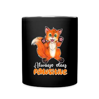 Always stay positive - niedlicher Fuchs - Wortwitz - Tasse einfarbig - Schwarz - Vorne
