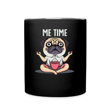 Me Time Mops Meditation Lustig - Tasse einfarbig - Schwarz - Vorne