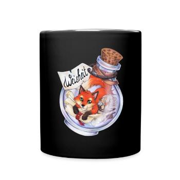 Potion Weisheit Fuchs mit Büchern & Schriftrollen - Tasse einfarbig - Schwarz - Vorne