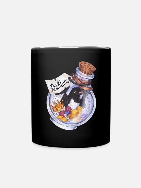 Potion Elster Vogel Münzen Geld Schatz Reichtum - Tasse einfarbig - Schwarz