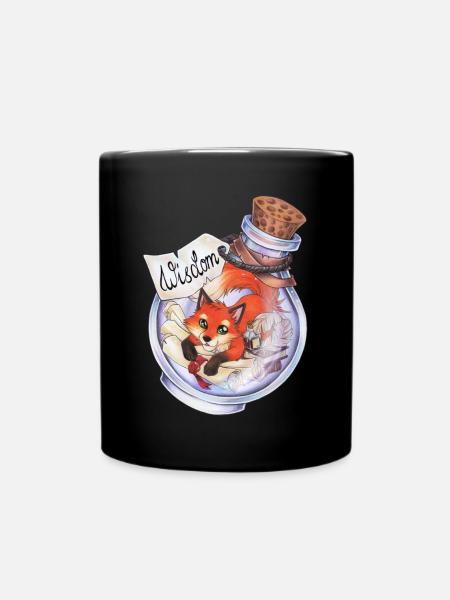 Potion Weisheit Fuchs mit Büchern & Schriftrollen - Tasse einfarbig - Schwarz