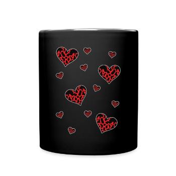 Kuh Muster Herz Bauernhof Tier Liebe Geschenk Kuh - Tasse einfarbig - Schwarz - Vorne