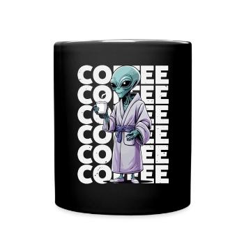 Alien Kaffeeliebhaber - Tasse einfarbig - Schwarz - Vorne