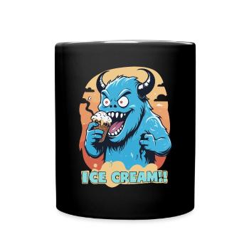 Monster mange de la crème glacée - Mug uni - noir - Devant
