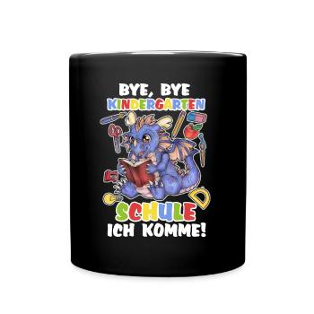 Niedlicher Drache Einschulung Kind Zuckertüte - Tasse einfarbig - Schwarz - Vorne