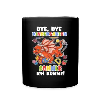 Niedlicher Drache Einschulung Kind Zuckertüte - Tasse einfarbig - Schwarz - Vorne