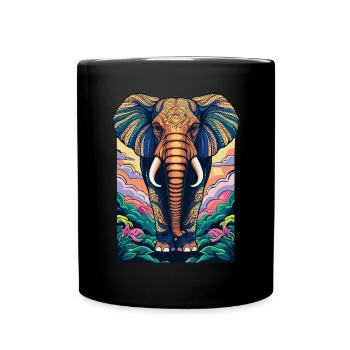 Elefant Pop Art - Tasse einfarbig - Schwarz - Vorne