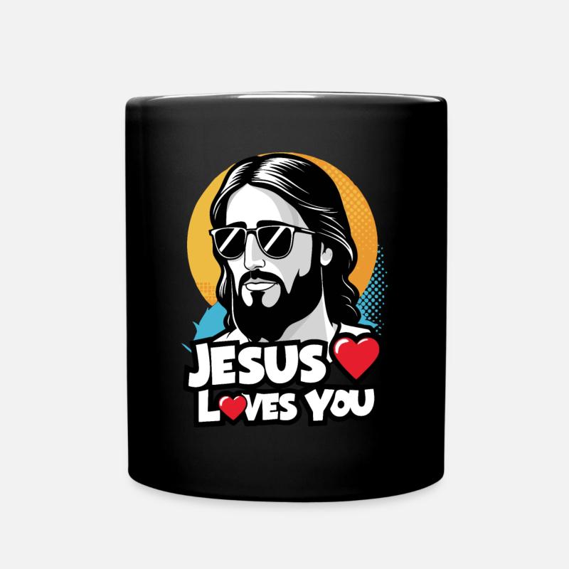 Gesù ti ama - Cooles Jesus Design - Tazza monocolore - nero