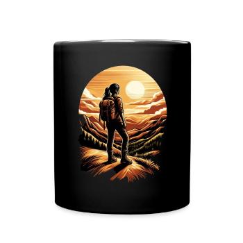Lever du soleil : un voyageur indépendant - Mug uni - noir - Devant