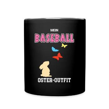 Baseballerin Ostern Geschenk Baseballspielerin - Tasse einfarbig - Schwarz - Vorne