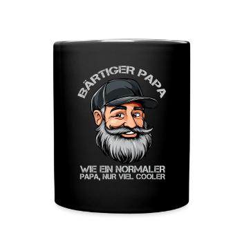Bärtiger Papa Wie ein normaler Papa nur viel... - Tasse einfarbig - Schwarz - Vorne