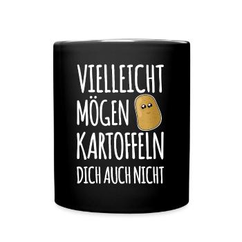 Lustiger Spruch Kartoffel - Tasse einfarbig - Schwarz - Vorne