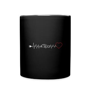 E-car Heartbeat ECG electric Car rEVolution EV pul - Tasse einfarbig - Schwarz - Vorne