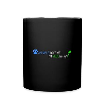 Tiere lieben mich - ich bin Vegetarier - Tasse einfarbig - Schwarz - Vorne