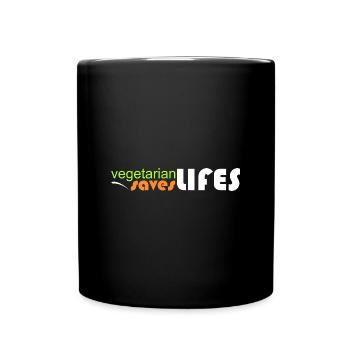 vegetarisch - rettet Leben - Tasse einfarbig - Schwarz - Vorne