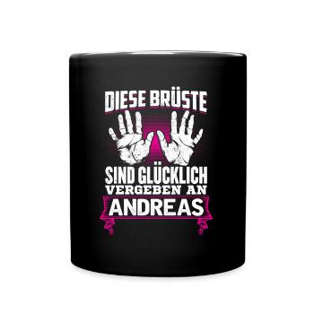 ANDREAS - Brüste Geschenk - Tasse einfarbig - Schwarz - Vorne