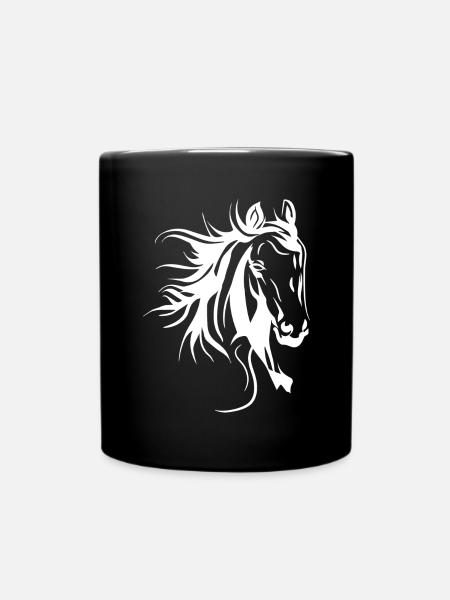 Horse Lover Horse Head Horses - Full Colour Mug - black
