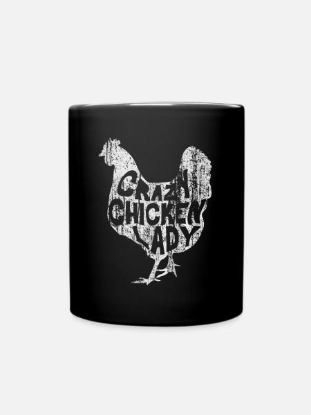 Farming Farm Crazy Chicken Lady Farmer - Full Colour Mug - black