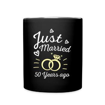 Wedding Anniversary Just Married 50 Years Ago Gift - Full Colour Mug - black - Front