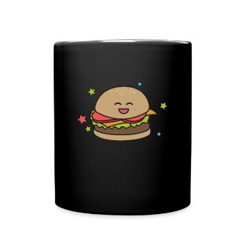 Hamburger Burger Cheeseburger Geschenk fast food - Tasse einfarbig - Schwarz - Vorne