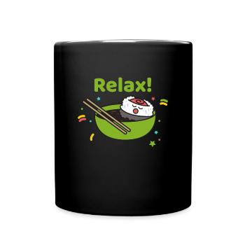 Sushi Maki Nigiri Geschenk Soja japanisch essen - Tasse einfarbig - Schwarz - Vorne