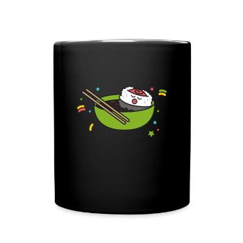 Sushi Nigiri Maki Geschenk japanisch lustig essen - Tasse einfarbig - Schwarz - Vorne