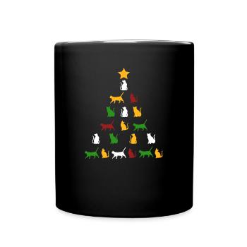 Cat cats Christmas gift tree funny animal - Full Colour Mug - black - Front