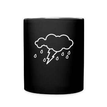 Cloud thunderstorm gift lightning rain drops weather - Full Colour Mug - black - Front