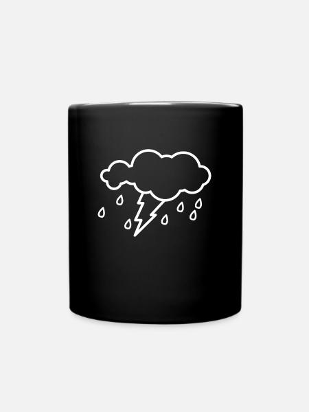 Wolke Gewitter Geschenk Blitz Regen Tropfen Wetter - Tasse einfarbig - Schwarz
