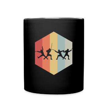 Retro Fencing Gift Degen Duel sword fight - Full Colour Mug - black - Front