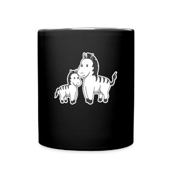 Zebra Mutter Kind Muttertag Geschenk Tiere Comic - Tasse einfarbig - Schwarz - Vorne