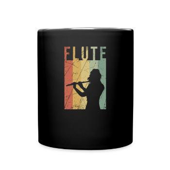 Flûte traversière flûte cadeau rétro musique vintage - Mug uni - noir - Devant