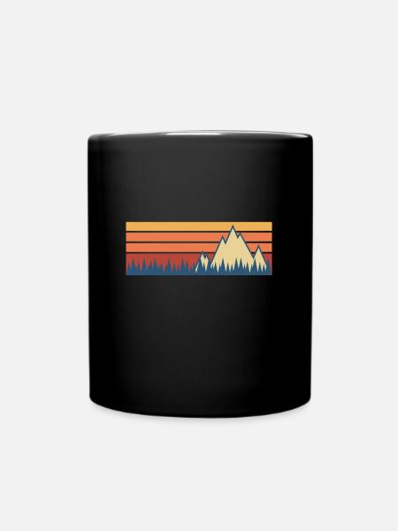 Nature rétro de cadeau géométrique forêt montagne montagnes - Mug uni - noir
