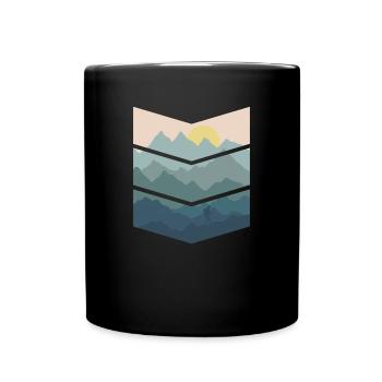 Berge Natur geometrisch Wandern Wanderurlaub - Tasse einfarbig - Schwarz - Vorne