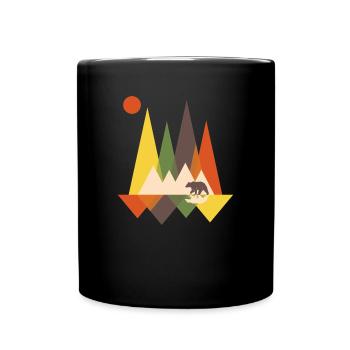 Bear mountains mountain geometric gift nature animal - Full Colour Mug - black - Front