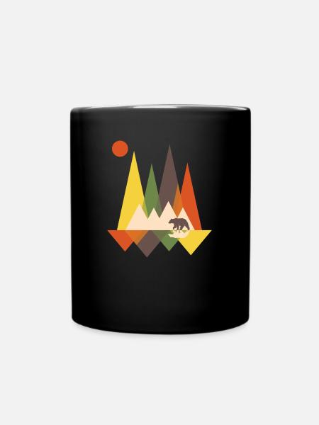 Bear mountains mountain geometric gift nature animal - Full Colour Mug - black