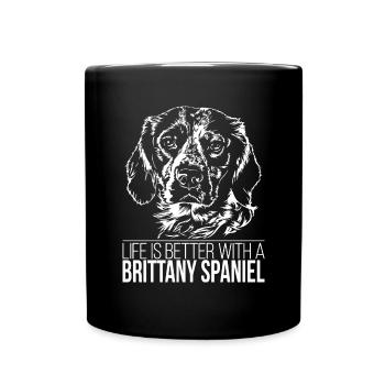 BRETAGNE SPANIEL la vie est meilleure Chiens Wilsigns - Mug uni - noir - Devant