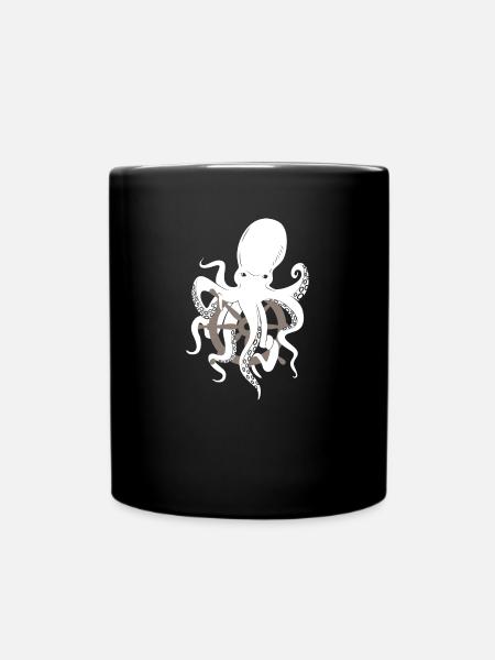 Oktopus Tintenfisch Steuerrad Geschenk Nautik Meer - Tasse einfarbig - Schwarz