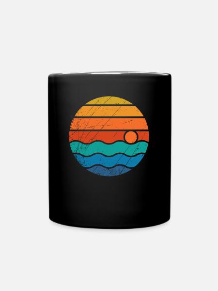Sunset water sea waves gift summer - Full Colour Mug - black