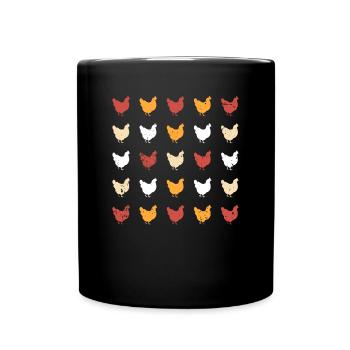 Hühner - Tasse einfarbig - Schwarz - Vorne