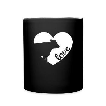 Kuh Kühe Liebe Herz Geschenk Bauer Landwirtschaft - Tasse einfarbig - Schwarz - Vorne
