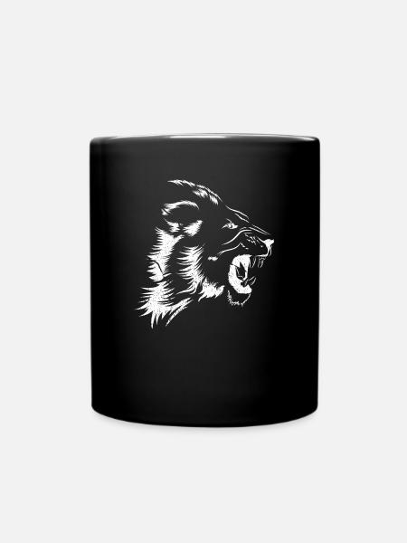 Löwe Löwenkopf Raubtier Geschenk Katze wild Afrika - Tasse einfarbig - Schwarz