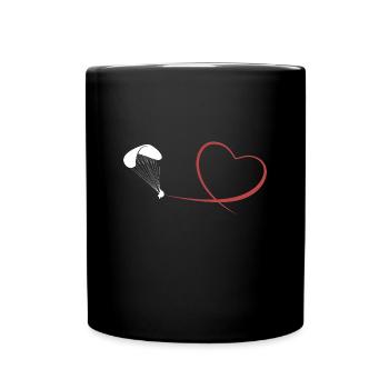 Paragliding paraglider gift heart fly flight - Full Colour Mug - black - Front
