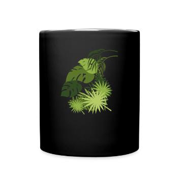 Monstera palm plant gift jungle tropical - Full Colour Mug - black - Front