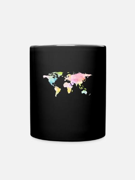 Monde Carte Voyage Carte Vacances Voyage Cadeau Monde - Mug uni - noir
