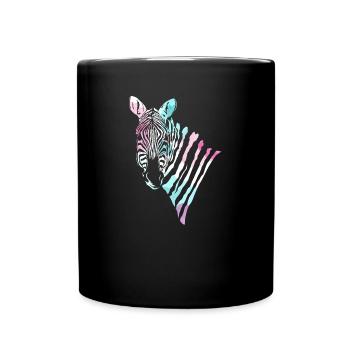 Zebra Zebras Geschenk Streifen Afrika neon Tier - Tasse einfarbig - Schwarz - Vorne